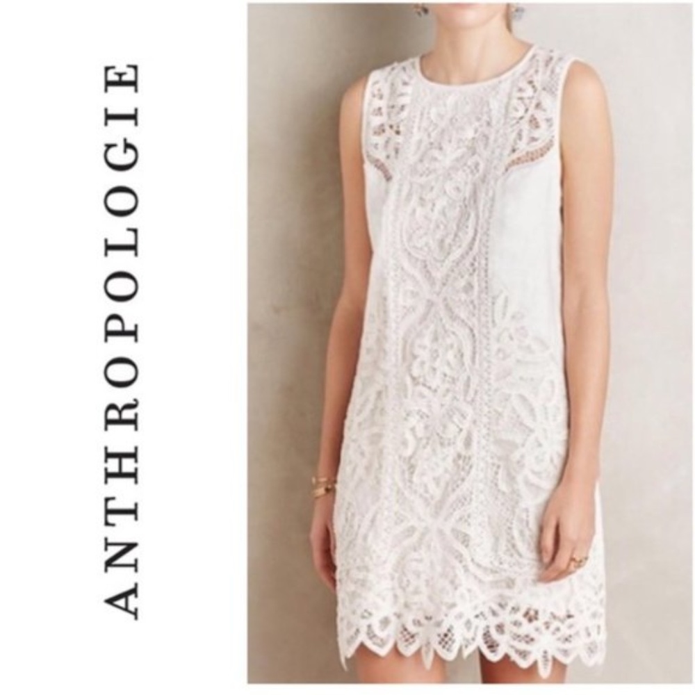 NWT Anthropologie Moulinette Soeurs Garden Lace Shift Dress Ivory